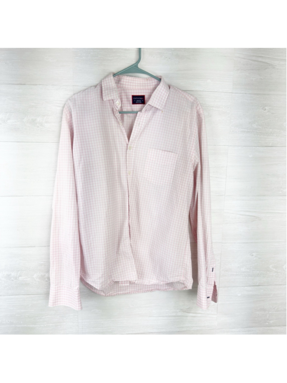 Untuckit Pink Plaid Cotton Button Down Shirt M